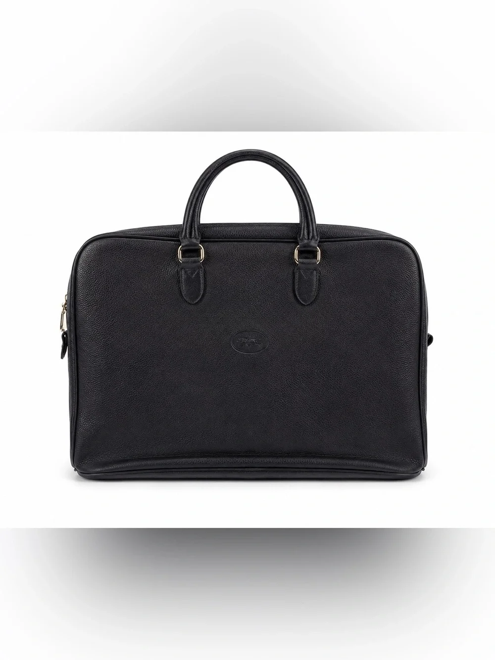 Rare Vintage Longchamp Midnight Navy Leather Briefcase with Double Top Handles